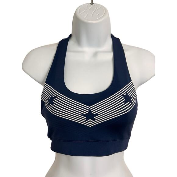 SoulCycle Stars & Stripes Sports Bra Sz Small Navy Blue Racer-Back Athletic - Picture 9 of 10